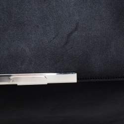 Pre Owned Celine Black Leather Cabas Fold-Over Clutch 