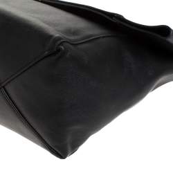 Pre Owned Celine Black Leather Cabas Fold-Over Clutch 