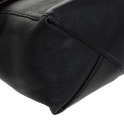 Pre Owned Celine Black Leather Cabas Fold-Over Clutch 