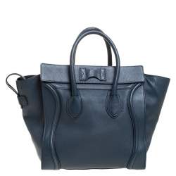 مملوكة مسبقًا Celine Dark Blue Leather Mini Luggage Tote