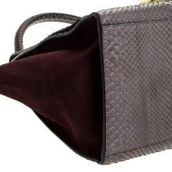 مملوكة مسبقًا Celine Burgundy/Grey Python and Suede Medium Trapeze Tote