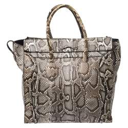 Pre Owned Celine Beige Python Medium Luggage Tote