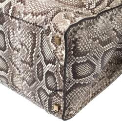 Pre Owned Celine Beige Python Medium Luggage Tote