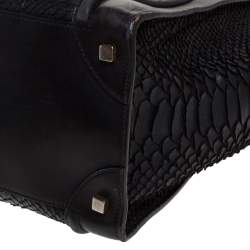 Pre Owned Celine Black Python and Leather Mini Luggage Tote