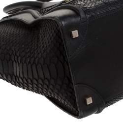 Pre Owned Celine Black Python and Leather Mini Luggage Tote