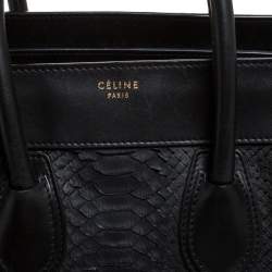 Pre Owned Celine Black Python and Leather Mini Luggage Tote