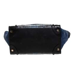 Pre Owned Celine Multicolor Python/Suede and Leather Mini Luggage Tote