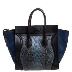 Pre Owned Celine Multicolor Python/Suede and Leather Mini Luggage Tote