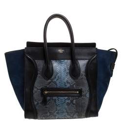 Pre Owned Celine Multicolor Python/Suede and Leather Mini Luggage Tote