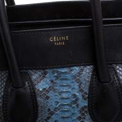 Pre Owned Celine Multicolor Python/Suede and Leather Mini Luggage Tote