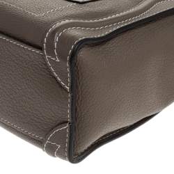 Pre Owned Celine Dark Beige Leather Nano Luggage Tote