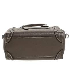 Pre Owned Celine Dark Beige Leather Nano Luggage Tote