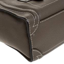 Pre Owned Celine Dark Beige Leather Nano Luggage Tote