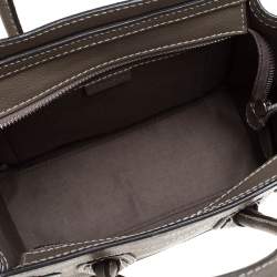 Pre Owned Celine Dark Beige Leather Nano Luggage Tote