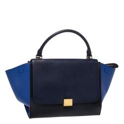 Pre Owned Celine Tri Color Leather Medium Trapeze Bag