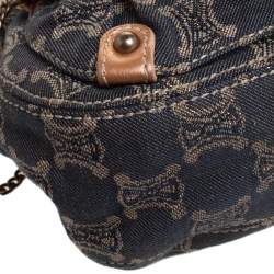 Pre Owned Celine Grey/Metallic Macadam Fabric and Leather Shoulder Bag