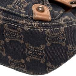 Pre Owned Celine Grey/Metallic Macadam Fabric and Leather Shoulder Bag