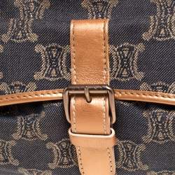 Pre Owned Celine Grey/Metallic Macadam Fabric and Leather Shoulder Bag