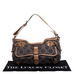 Pre Owned Celine Grey/Metallic Macadam Fabric and Leather Shoulder Bag