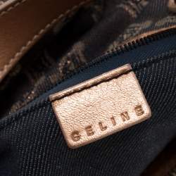 Pre Owned Celine Grey/Metallic Macadam Fabric and Leather Shoulder Bag