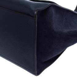 Pre Owned Celine Navy Blue Leather Medium Trapeze Top Handle Bag