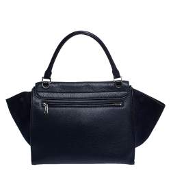 Pre Owned Celine Navy Blue Leather Medium Trapeze Top Handle Bag