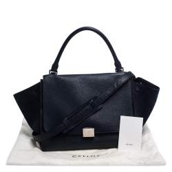 Pre Owned Celine Navy Blue Leather Medium Trapeze Top Handle Bag