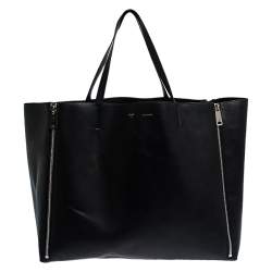 Pre Owned Celine Black Leather Horizontal Zip Cabas Tote