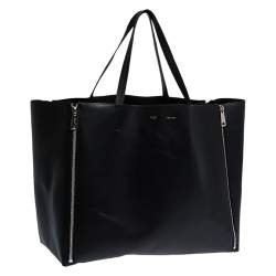 Pre Owned Celine Black Leather Horizontal Zip Cabas Tote