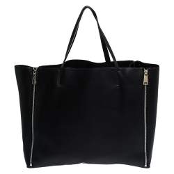 Pre Owned Celine Black Leather Horizontal Zip Cabas Tote