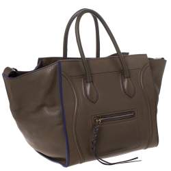 Pre Owned Celine Khaki Leather Medium Phantom Luggage Tote 