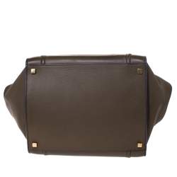 Pre Owned Celine Khaki Leather Medium Phantom Luggage Tote 