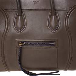 Pre Owned Celine Khaki Leather Medium Phantom Luggage Tote 
