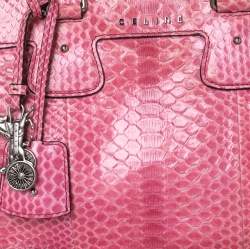 Pre Owned حقيبة ساتشل سيلين كونفرتيبل جلد ثعبان جلد ثعبان وردية