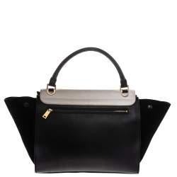Pre Owned Celine Black/White Leather and Suede Medium Trapeze Bag