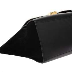 Pre Owned Celine Black/White Leather and Suede Medium Trapeze Bag