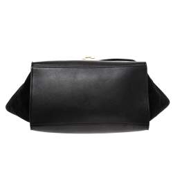 Pre Owned Celine Black/White Leather and Suede Medium Trapeze Bag