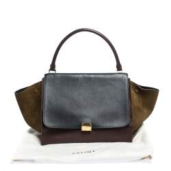 Pre Owned Celine Tricolor Leather and Suede Large Trapeze Top Handle Bag