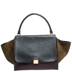 Pre Owned Celine Tricolor Leather and Suede Large Trapeze Top Handle Bag