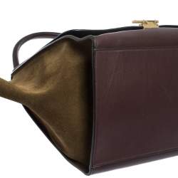Pre Owned Celine Tricolor Leather and Suede Large Trapeze Top Handle Bag