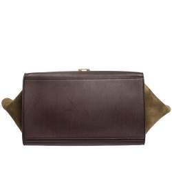 Pre Owned Celine Tricolor Leather and Suede Large Trapeze Top Handle Bag