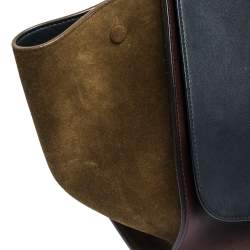 Pre Owned Celine Tricolor Leather and Suede Large Trapeze Top Handle Bag