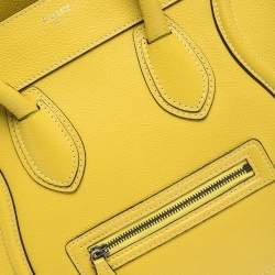 Pre Owned Celine Yellow Leather Mini Luggage Tote