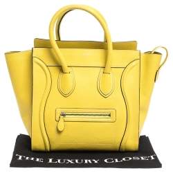 Pre Owned Celine Yellow Leather Mini Luggage Tote