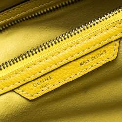 Pre Owned Celine Yellow Leather Mini Luggage Tote