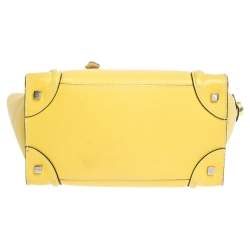 Pre Owned Celine Yellow Leather Mini Luggage Tote