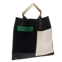 Pre Owned Celine Tricolor Leather and Suede Geometrical Bag