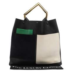 Pre Owned Celine Tricolor Leather and Suede Geometrical Bag