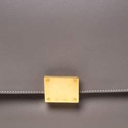 Pre Owned Celine Grey Leather Medium Trapeze Top Handle Bag