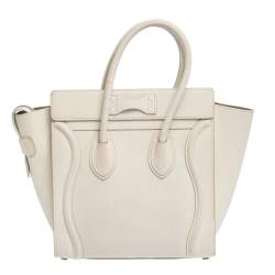 مملوكة مسبقًا Celine Off White Leather Micro Luggage Tote